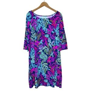 Lilly Pulitzer UPF 50+ Braedyn Dress Size XL Released Hem Calypso Coast Print